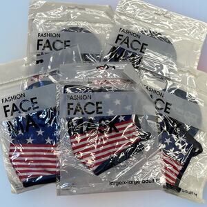 (5) USA FLAG Adult L/XL Cotton Face Masks